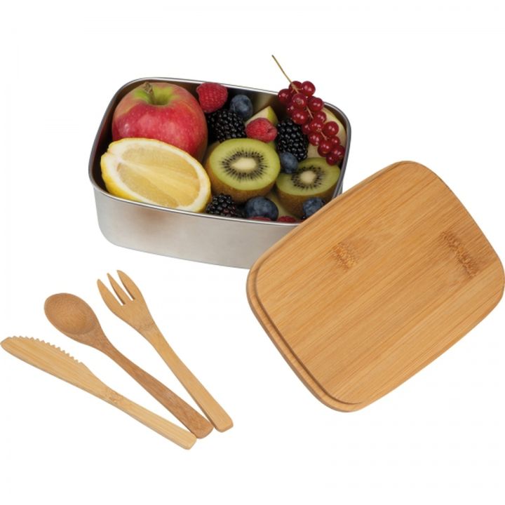 Lunch box ze sztućcami 950 ml JULIANA - Beżowy