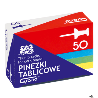 Pinezki tablicowe op-50szt. kolorowe GRAND 110-1657 beczułki