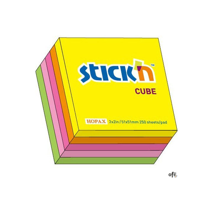 Bloczek STICKN 51x51mm mix 5 kolorów neonowych 21203