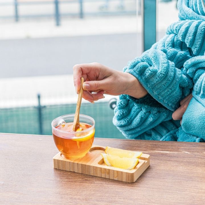 Taca z łyżeczką i szklanym kubkiem 150 ml ROSA - Beżowy