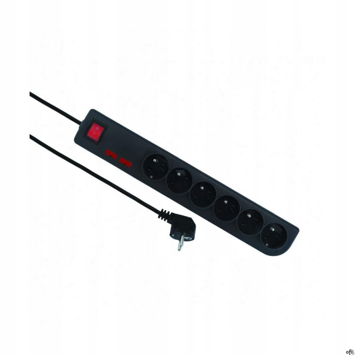 Listwa zasilająca przedłużacz 6 gniazd, 5m, czarny, wyłącznik, 2xbezpiecznik, uziemienie PSF2-605-2, ELGOTECH