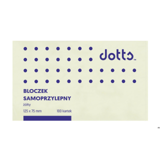 Bloczek samoprzylepny DOTTS 75x125 żółty 100 kartek (NS125/75/D)