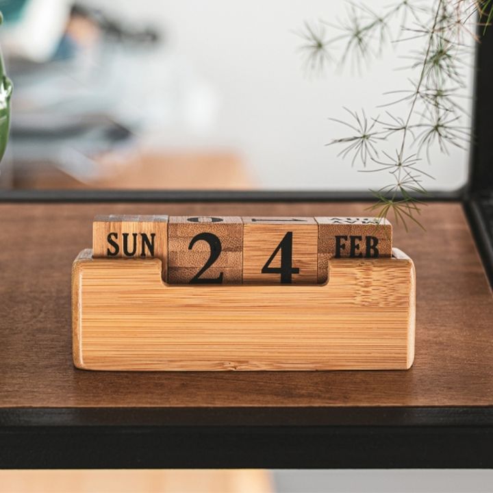 Kalendarz wieczny bambusowy ANNABELLE - Beżowy