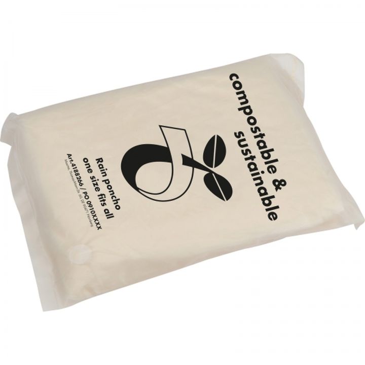 Poncho przeciwdeszczowe biodegradowalne DAVIDE - Przeźroczysty