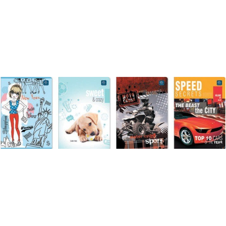 Zeszyt A5 16k 3linia kolorowa mix INTERDRUK