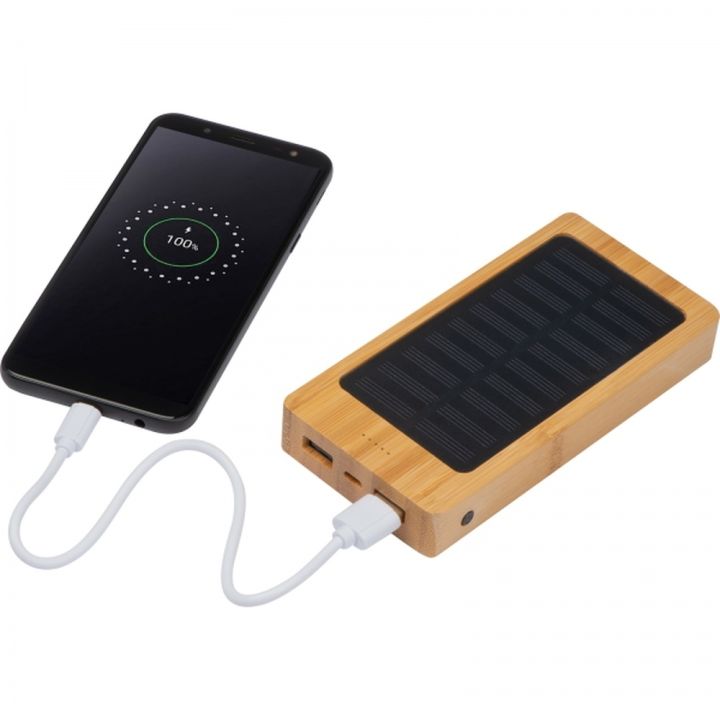 Power bank 8000 mAh solarny VALENTINA - Beżowy