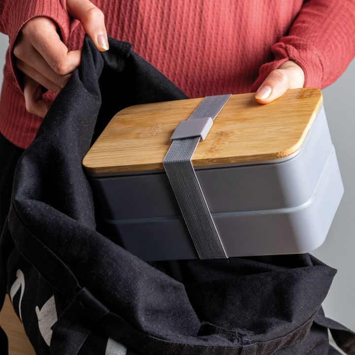 Lunch box ze sztućcami 600 ml SALVATORE - Szary