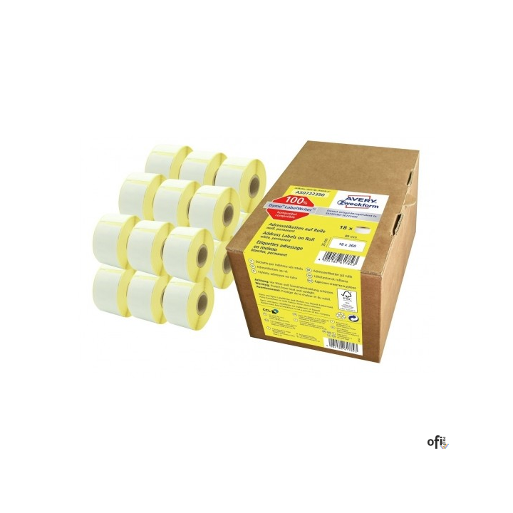 • Etykiety adresowe Avery Zweckform w rolce do drukarek termicznych • Są kompatybilne z: Dymo LabelWriter 300er-, 400er-, 450er-