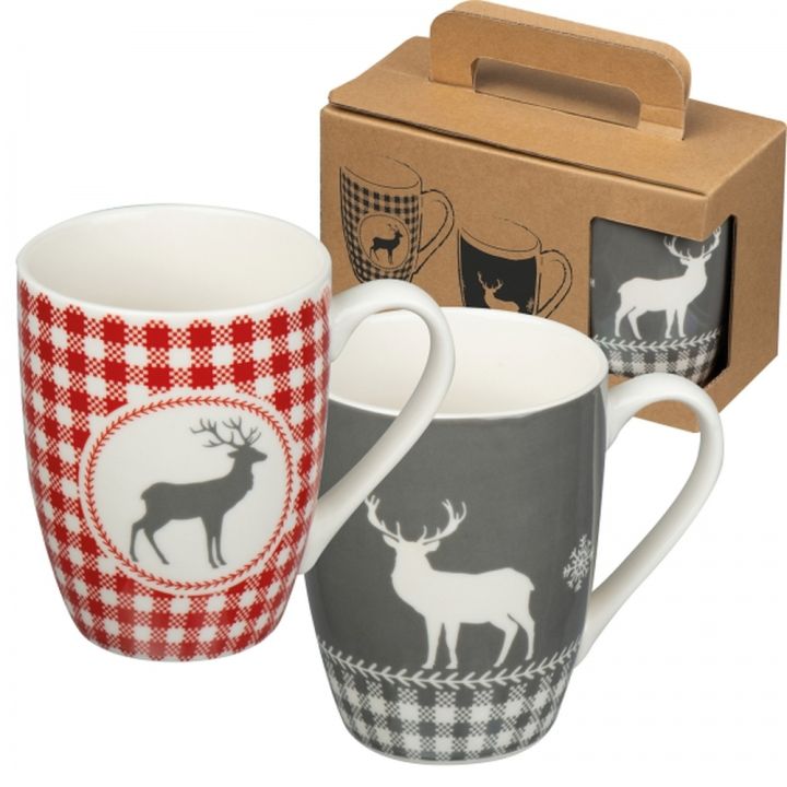 Zestaw 2 świątecznych kubków porcelanowych 300 ml ARMIN - Wielokolorowy