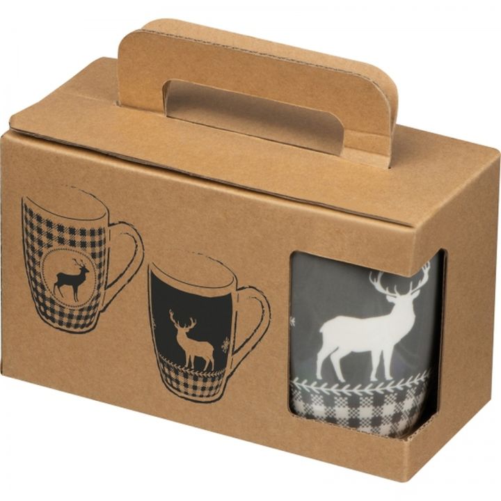 Zestaw 2 świątecznych kubków porcelanowych 300 ml ARMIN - Wielokolorowy