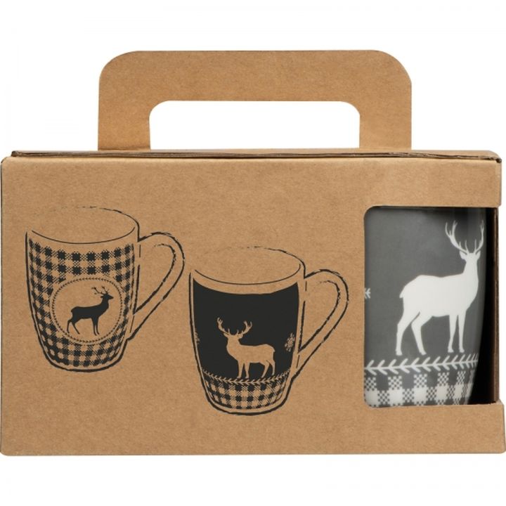 Zestaw 2 świątecznych kubków porcelanowych 300 ml ARMIN - Wielokolorowy