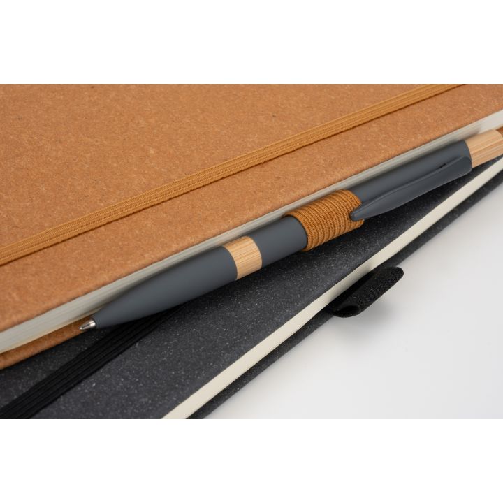 Notatnik A5 w linie ze skóry z recyklingu TRACY - Brązowy