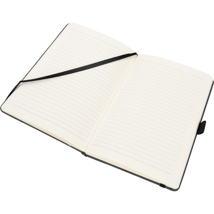 Notatnik A5 w linie ze skóry z recyklingu TRACY - Czarny