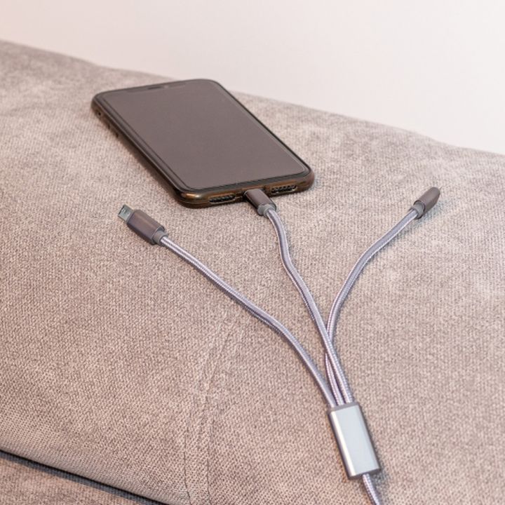 Kabel 3w1 do ładowania długi 120 cm WINCENTY - Szary