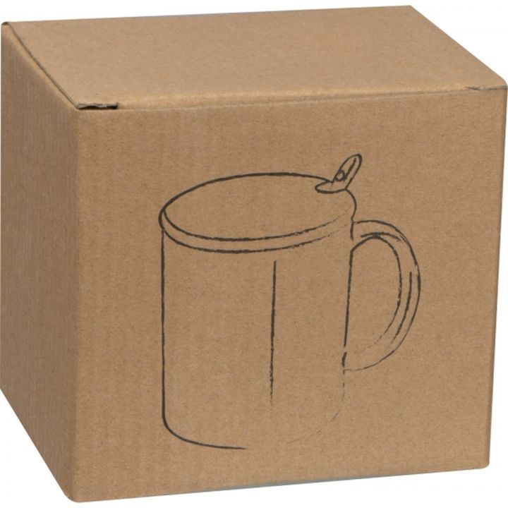 Kubek ceramiczny z łyżeczką 300 ml LOTHAR - Czarny