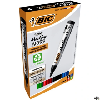 Marker permanentny BIC 2000 Ecolutions mix AST okrągła końcówka 4szt, 8209112