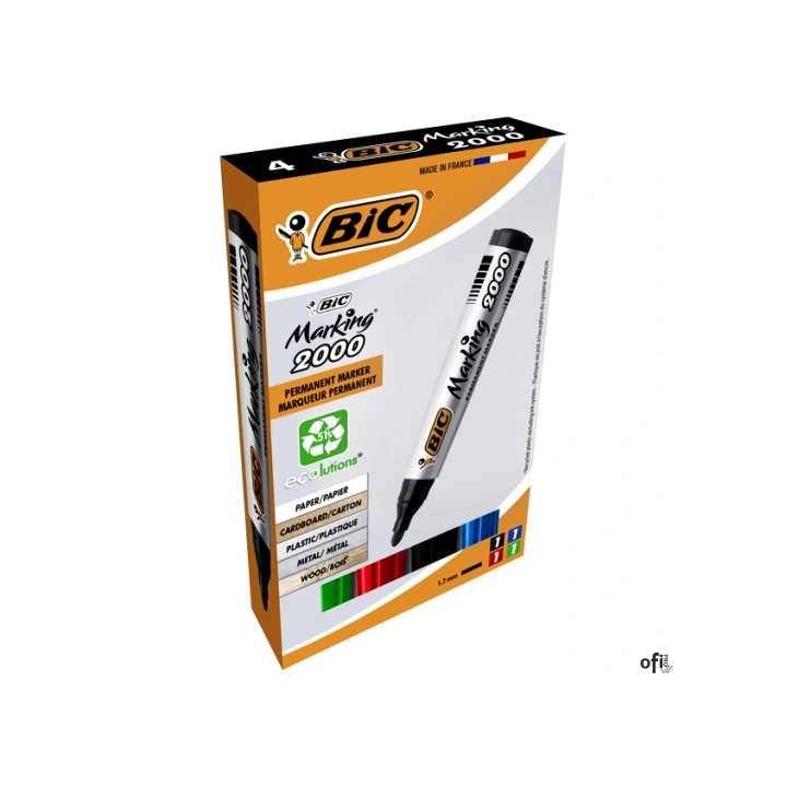 Marker permanentny BIC 2000 Ecolutions mix AST okrągła końcówka 4szt, 8209112