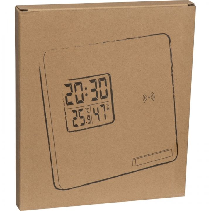 Stacja pogodowa z ładowarką indukcyjną BRUNO - Beżowy