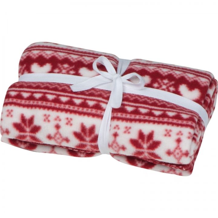 Koc z polaru świąteczny 200g/m² MARIANNE - Czerwony