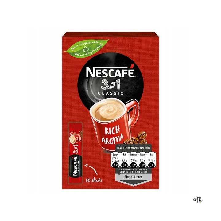 Kawa NESCAFE CLASSIC 3w1 10 x paluszek 1,65g rozpuszczalna