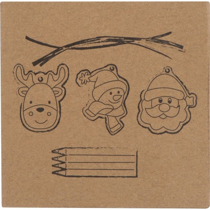 Zawieszki na choinkę do kolorowania z kredkami PABLO - Beżowy