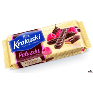 Ciastka BAHLSEN KRAKUSKI paluszki z galaretką malinową w czekoladzie 144g