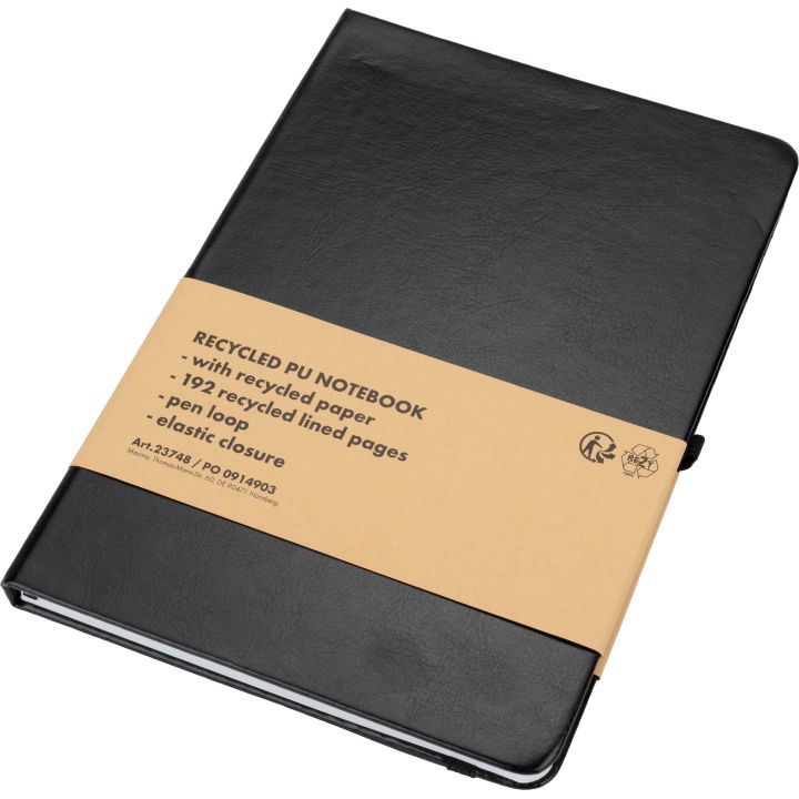 Notatnik A5 w linie z PU z recyklingu CLEO - Czarny