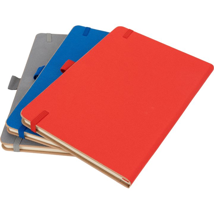 Notatnik A5 w linie z poliestru z recyklingu TEOFILO - Niebieski