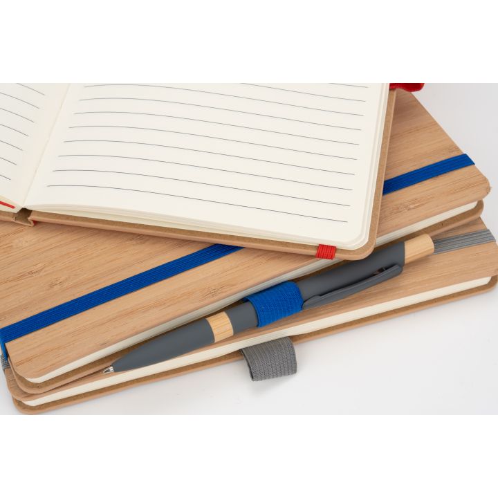 Notatnik A5 w linie z poliestru z recyklingu TEOFILO - Niebieski