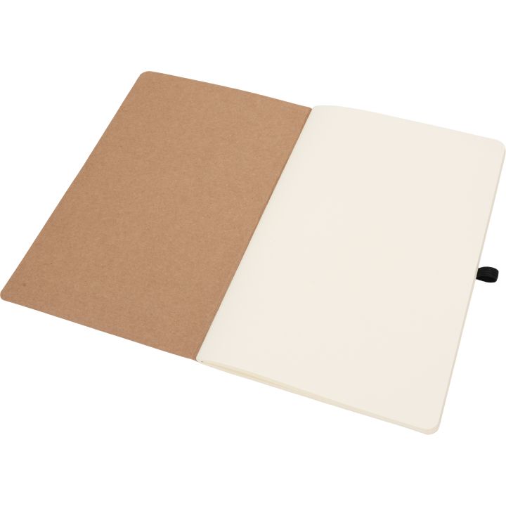 Notatnik A5 z czystymi stronami i długopisem z materiałów z recyklingu CHLOE - Czarny