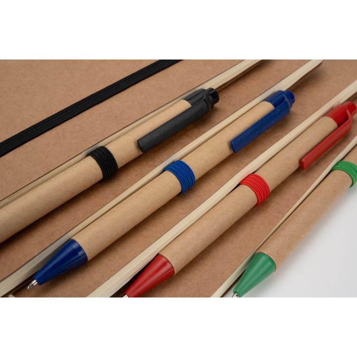 Notatnik A5 z czystymi stronami i długopisem z materiałów z recyklingu CHLOE - Zielony