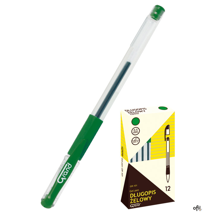 Pióro żelowe GR-101 zielony 160-1028 GRAND