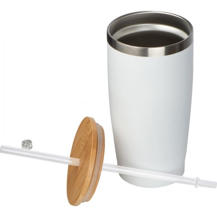 Kubek termiczny ze słomką 500 ml RODRIGO - Biały