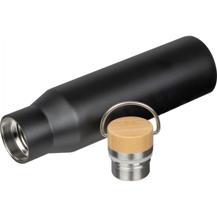 Butelka stalowa termiczna 550 ml ze stali z recyklingu MIRELLA - Czarny