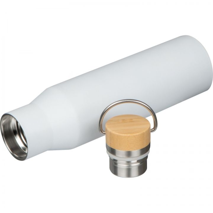 Butelka stalowa termiczna 550 ml ze stali z recyklingu MIRELLA - Biały