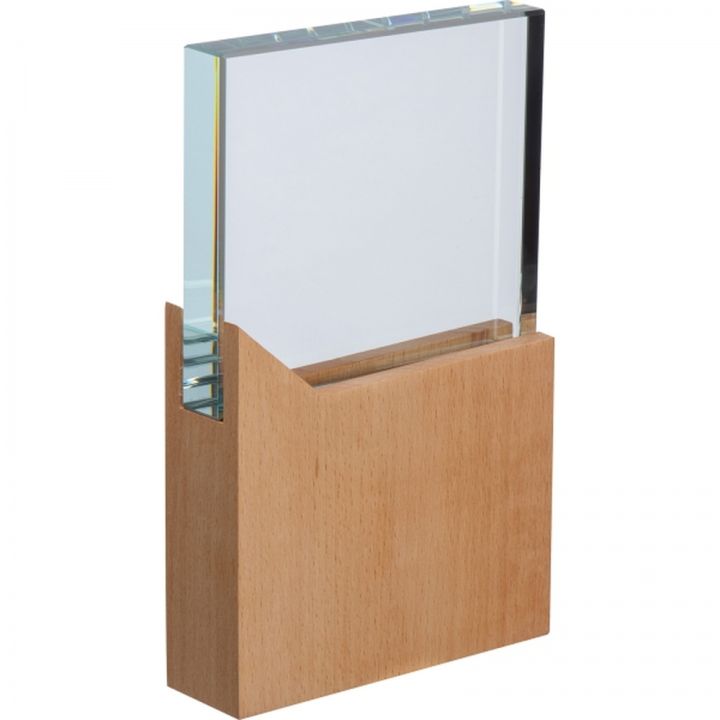 Szklany blok trofeum GLORIA - Beżowy