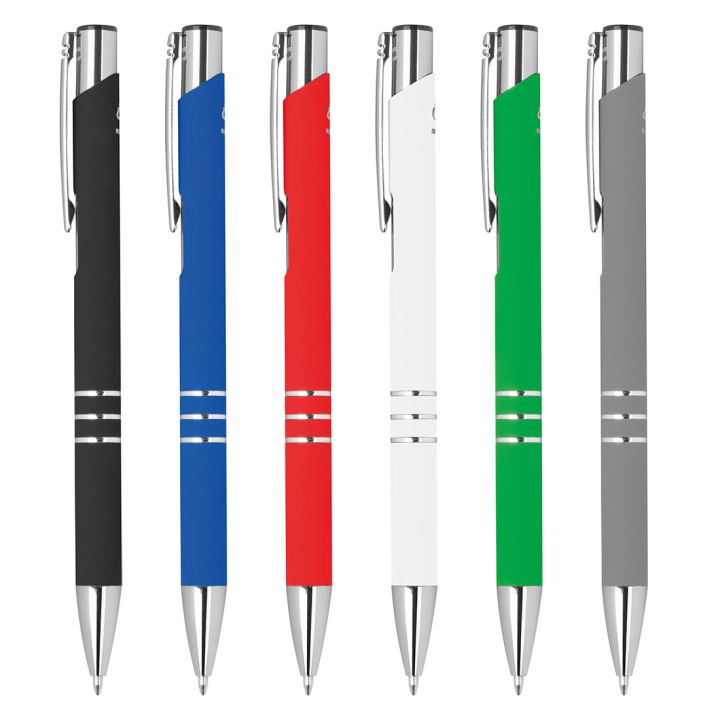 Długopis półżelowy soft touch z aluminium z recyklingu CONSTANZE - Czerwony