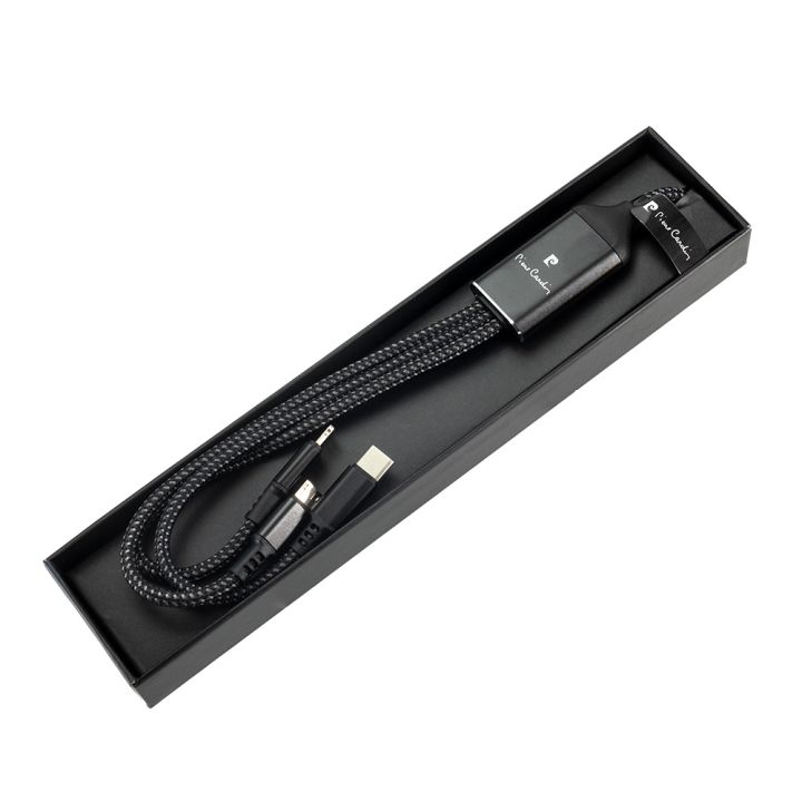 Kabel do ładowania 3w1 z podświetlanym logo Pierre Cardin - Czarny