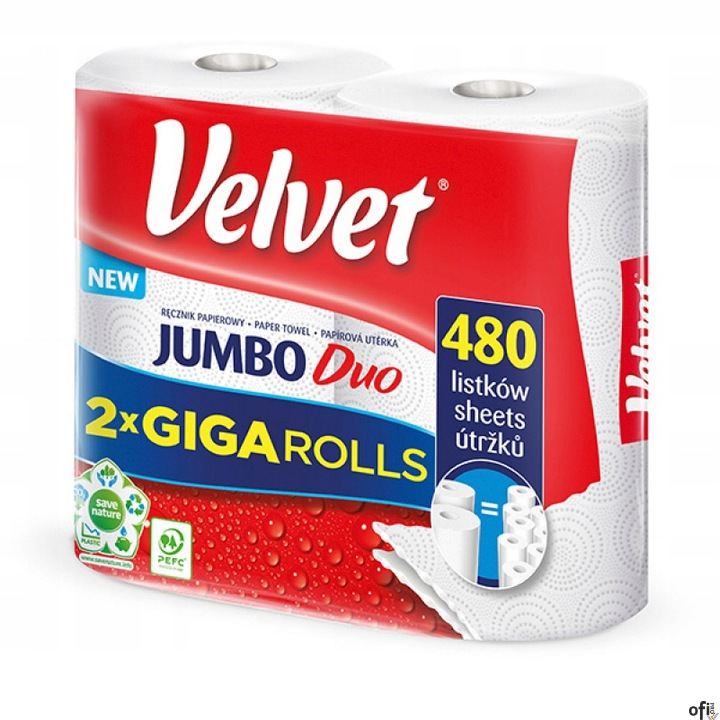 Dwuwarstwowy ręcznik papierowy Velvet Jumbo Duo to produkt wielozadaniowy. Jest miękki i niezastąpiony w codziennej higienie. Dz