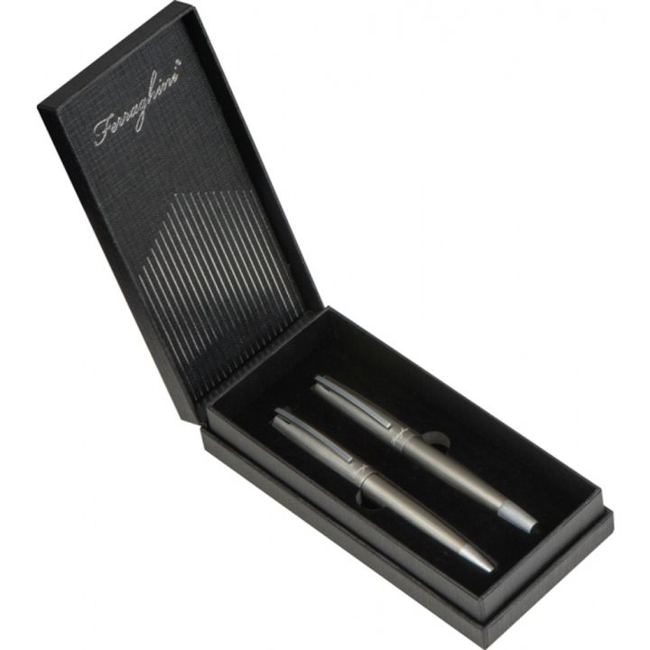 Zestaw piśmienny długopis i pióro kulkowe Ferraghini GERARDO - Szary