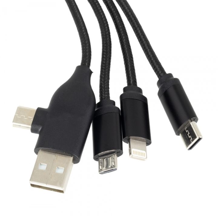 Kabel z podświetlanym logo 4w1, RXD-368 - Czarny