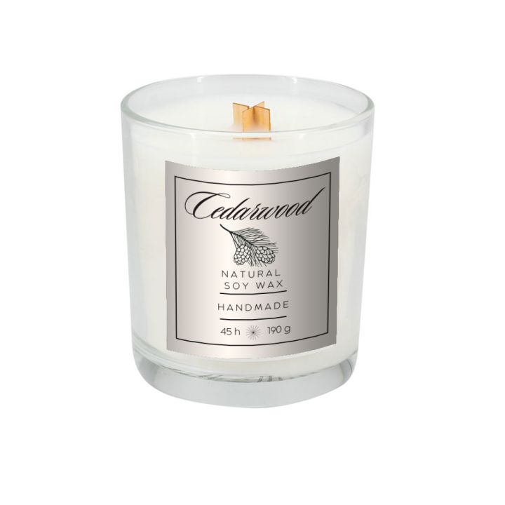 Świeca sojowa 190g Cedarwood - Przeźroczysty
