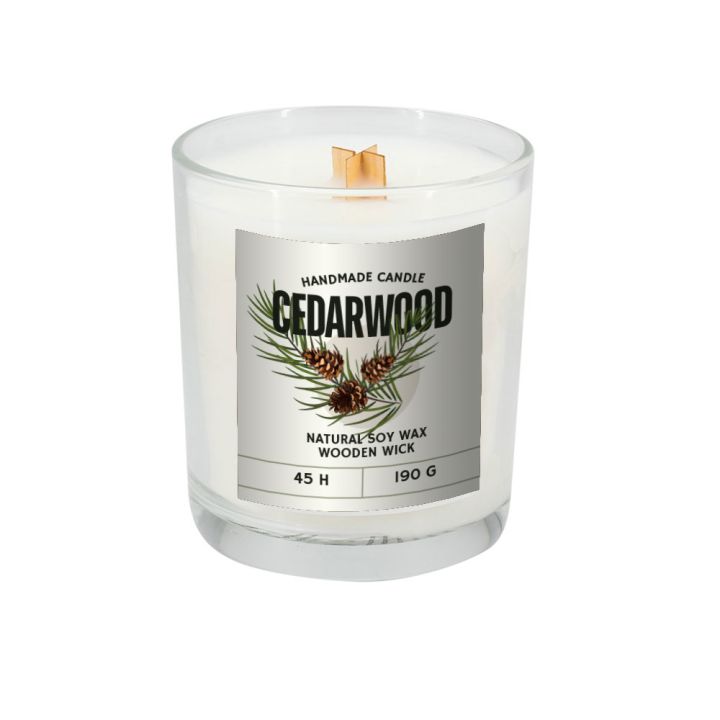 Świeca sojowa 190g Cedarwood - Przeźroczysty
