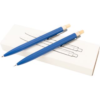Zestaw piśmienny długopis półżelowy i ołówek automatyczny z aluminium z recyklingu SIEGFRIED - Niebieski