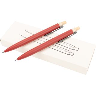 Zestaw piśmienny długopis półżelowy i ołówek automatyczny z aluminium z recyklingu SIEGFRIED - Czerwony