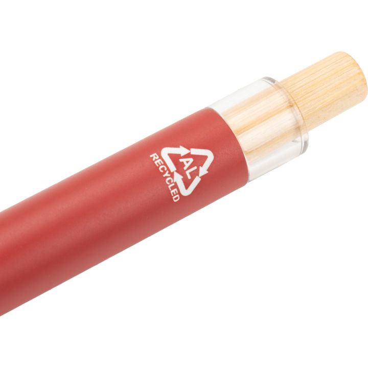 Zestaw piśmienny długopis półżelowy i ołówek automatyczny z aluminium z recyklingu SIEGFRIED - Czerwony