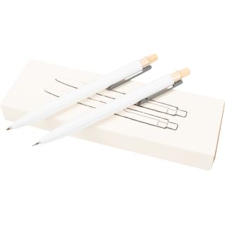 Zestaw piśmienny długopis półżelowy i ołówek automatyczny z aluminium z recyklingu SIEGFRIED - Biały