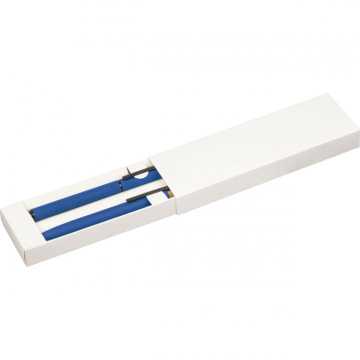 Zestaw piśmienny długopis i pióro kulkowe z aluminium z recyklingu RAFFAELE - Niebieski