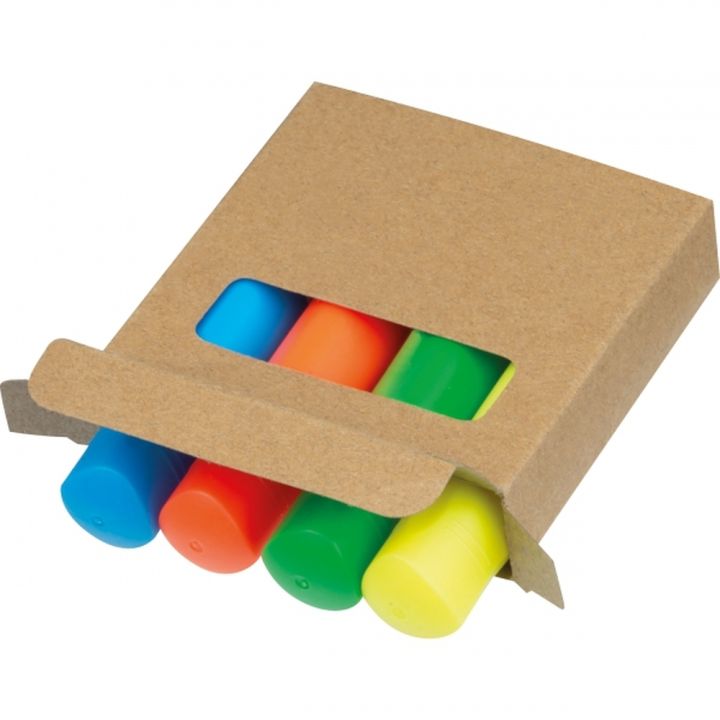 Mini zakreślacze 4 kolory SETH - Wielokolorowy