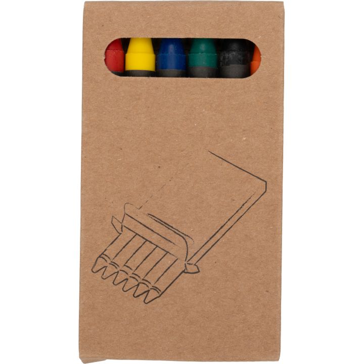 Kredki świecowe 6 kolorów AGOSTINO - Wielokolorowy